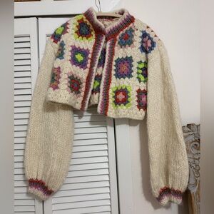 Colorful Crochet Patterned Women's Sweater